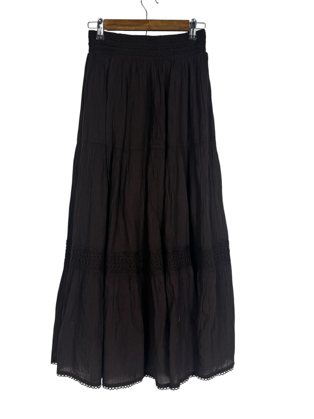 Aerie Vintage Brown Elastic Waist Tiered Women's Maxi Skirt Size S/P